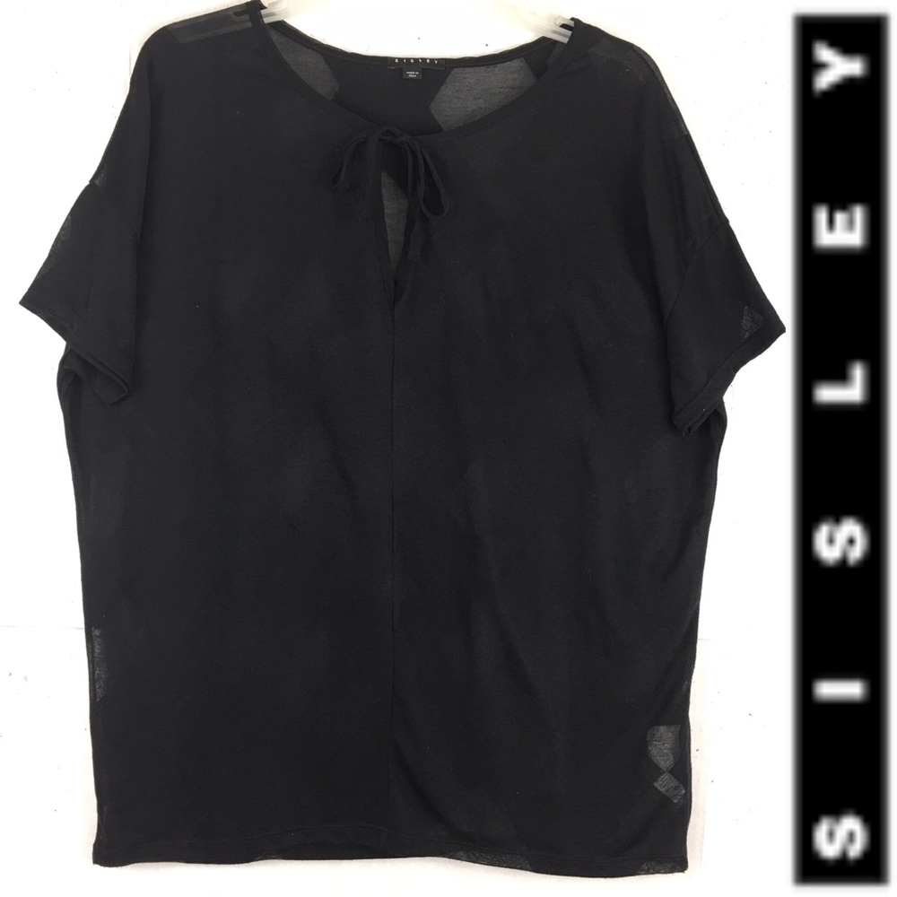 SISLEY Italy Black Semi Sheer Top Tunic